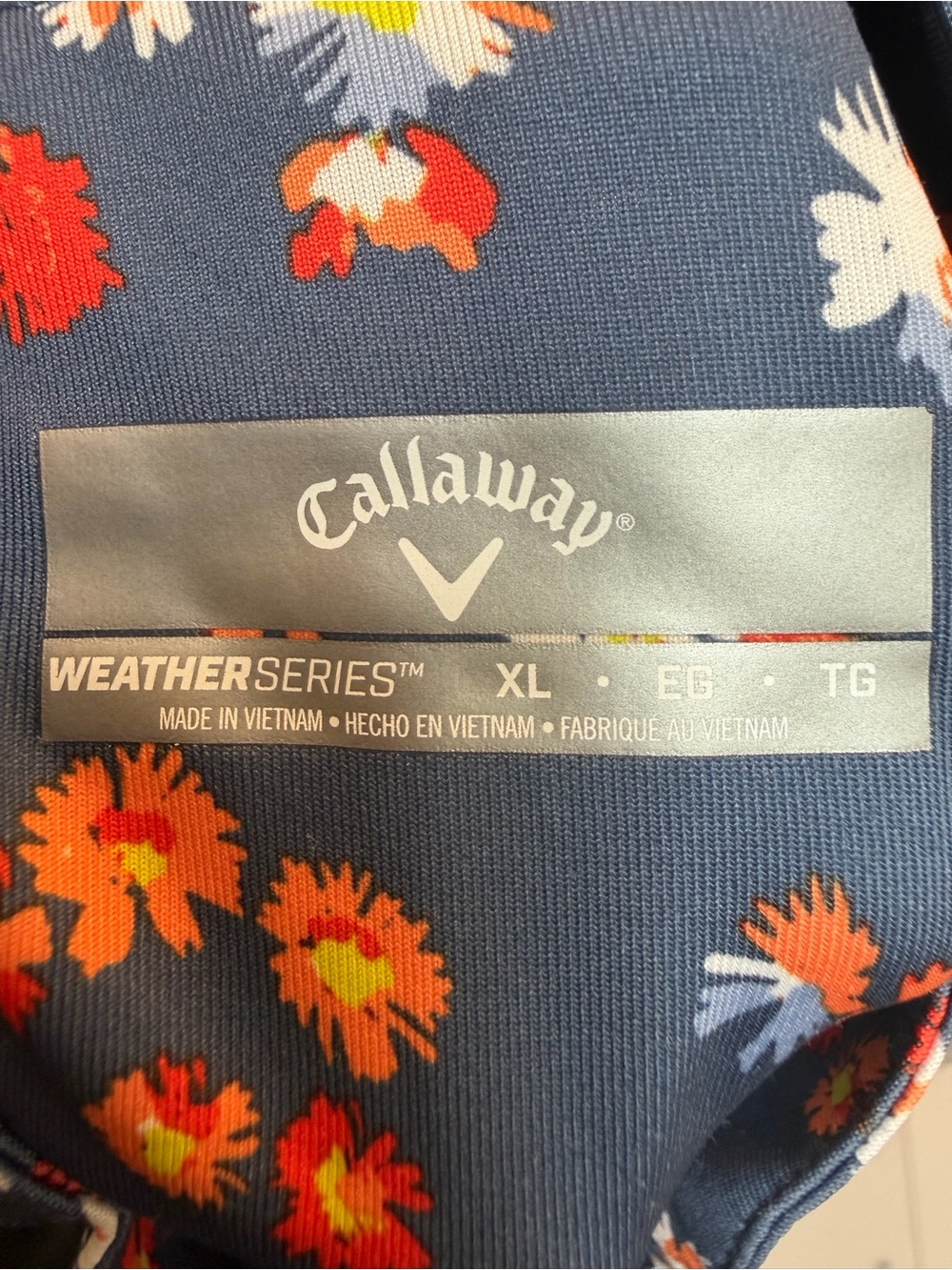Callaway Navy Long-Sleeve Floral Golf Top with Red and White Accents - Picture 3 of 4